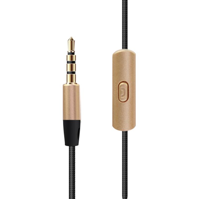 Earphone 3.5mm Wired Control Nylon Braided Mega Bass In-ear Earphone with Mic Balanced Tri-band 3D Stereo Surrounding - ebowsos