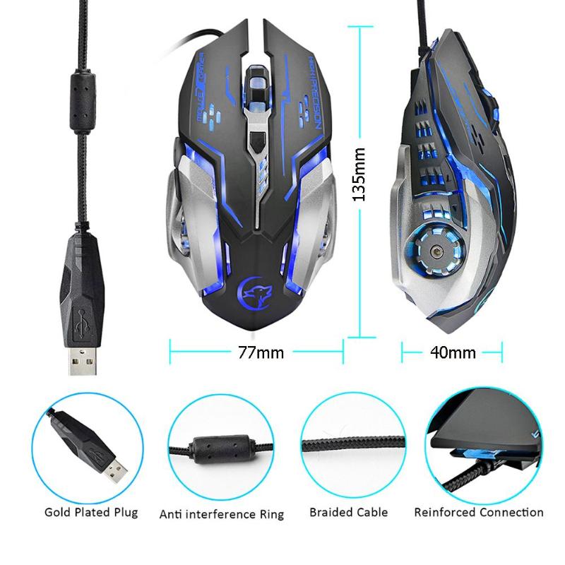 G815 Gaming Mouse 3200DPI 6 Buttons LED Backlight USB Wired Optical Mice for PC Laptop Desktop High Quality Mouse - ebowsos