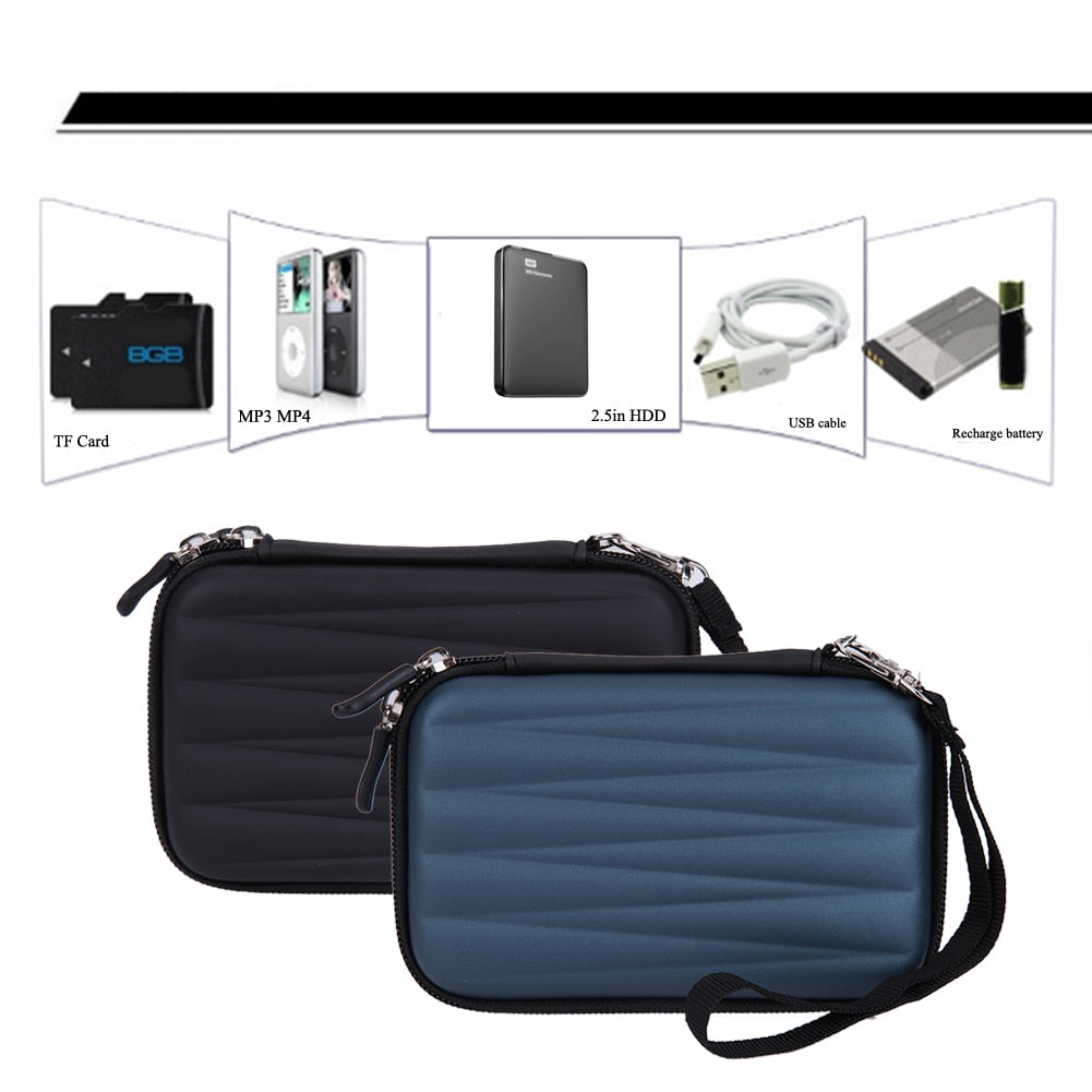 Hard EVA PU Carrying Case Bag 2.5 inch Portable External Hard Drive Protection HDD Protector Case Shockproof Promotion - ebowsos