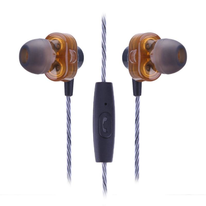 Hifi Earphone Wired In-Ear Dual Driver Coil Hi-Fi Stereo Wire Control Earphone with Mic for Android IOS Smartphone - ebowsos