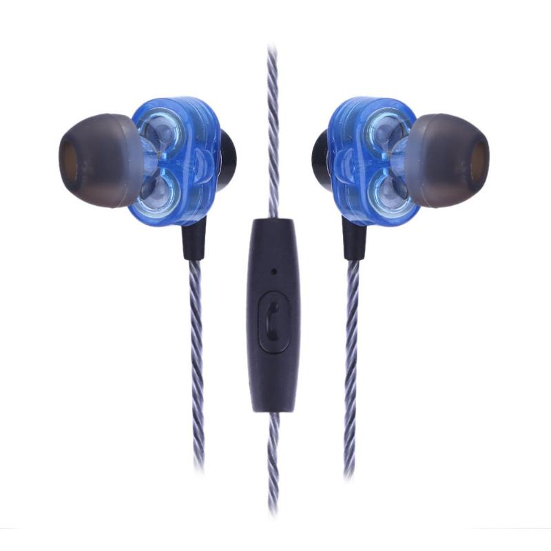 Hifi Earphone Wired In-Ear Dual Driver Coil Hi-Fi Stereo Wire Control Earphone with Mic for Android IOS Smartphone - ebowsos
