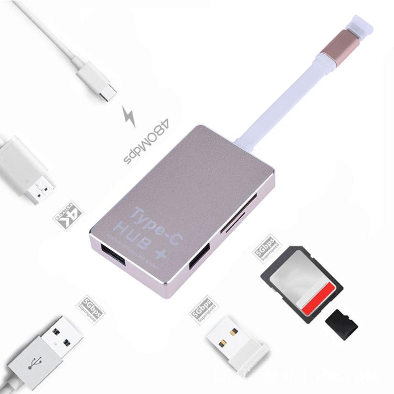 High Quality Card Reader 6 in 1 Type-C 3.1 to 2 USB3.0 Hub+ SD/TF Card Reader w/ 4K HDMI+PD Port for PC desktop - ebowsos