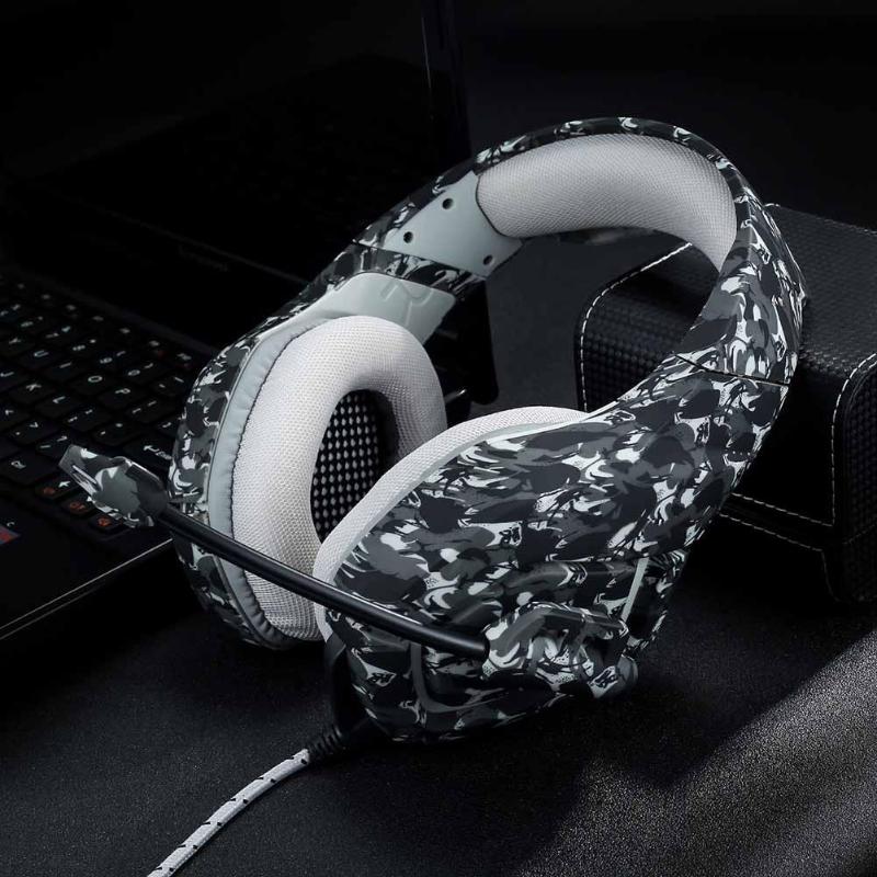 K1 Camouflage Stereo Gaming Headset 3.5mm Jack 1.2m Wired Game Headphones With Mic For PC Mobile Phone Xbox One PS4 - ebowsos