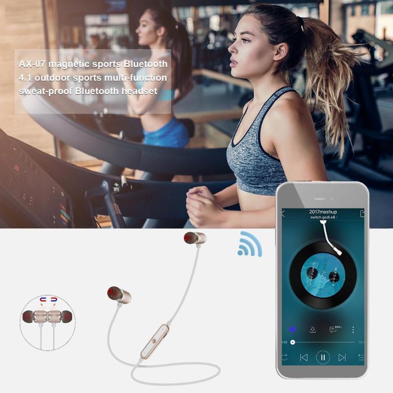 Magnetic Adsorption Wireless Bluetooth Earphones Stereo Sport Bluetooth Headphones Headset For iPhone Samsung Xiaomi - ebowsos