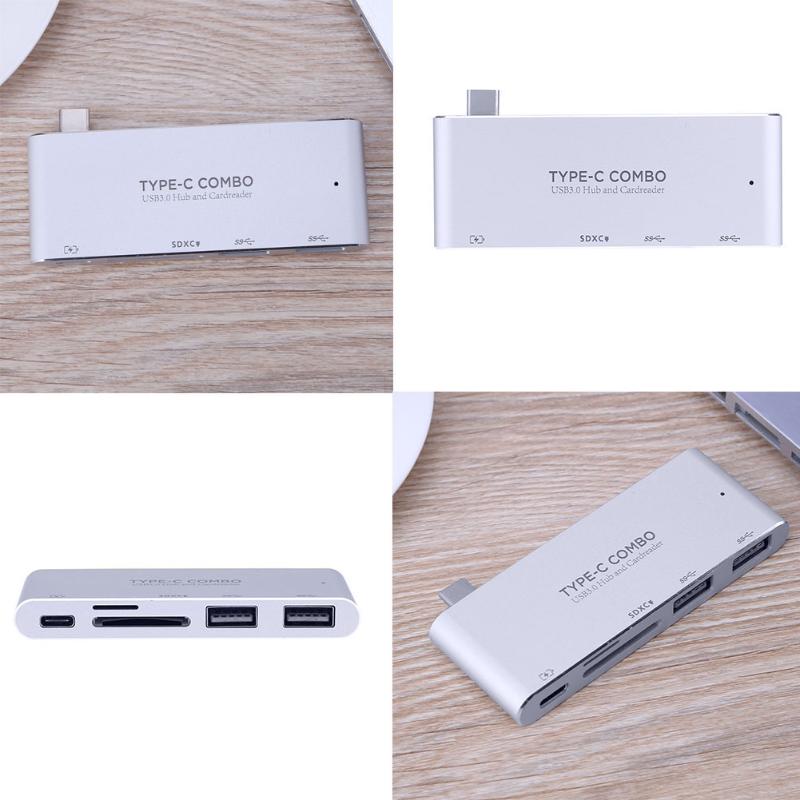 Multifunction Card Reader 5 in 1 Type-C Hub USB3.1 Combo Card Reader Charging Adapter for Laptop Macbook - ebowsos