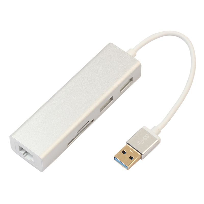 Multifunction Card Reader Aluminum USB3.0 to RJ45 2-Port USB3.0 SD TF Card Reader Adapter Converter for PC - ebowsos