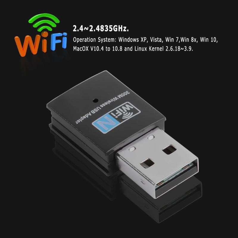 Networking Card Mini 300M USB2.0 WiFi Dongle Adapter Wireless Network Card 802.11 n/g/b LAN Adapter - ebowsos