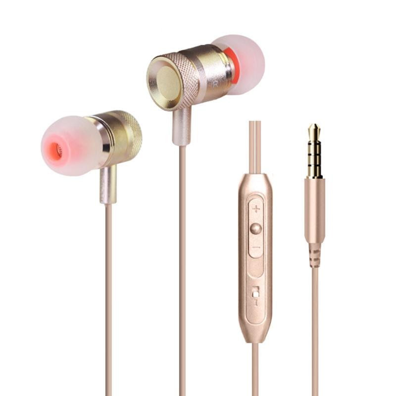 Newest In-ear Earphone Universal 3.5mm Metal Stereo In-ear Earphone with Mic for Phone Tablet - ebowsos