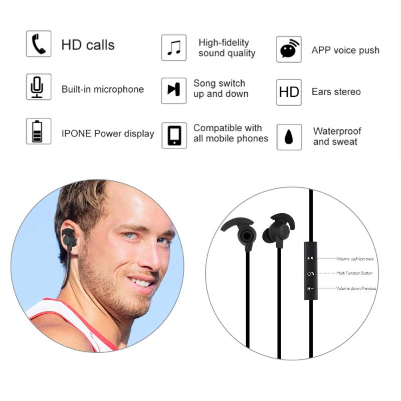Sports Earphone Wireless Bluetooth 4.1 Earphone Binaural Stereo Sport Headset for IOS Android Smartphone - ebowsos