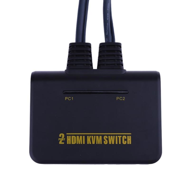 USB HDMI KVM Switch 2 Port USB HDMI KVM Switch with Cable for Dual Monitor Keyboard Mouse for PC - ebowsos
