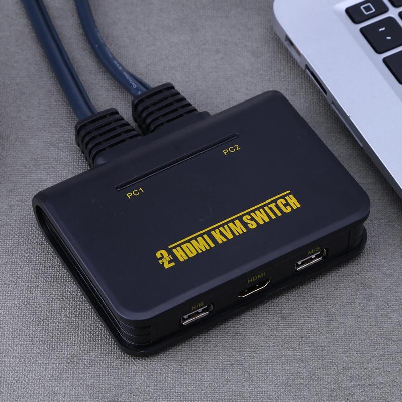 USB HDMI KVM Switch 2 Port USB HDMI KVM Switch with Cable for Dual Monitor Keyboard Mouse for PC - ebowsos