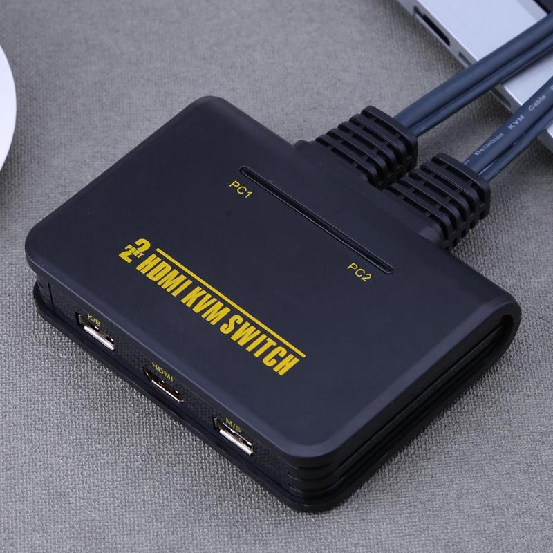 USB HDMI KVM Switch 2 Port USB HDMI KVM Switch with Cable for Dual Monitor Keyboard Mouse for PC - ebowsos