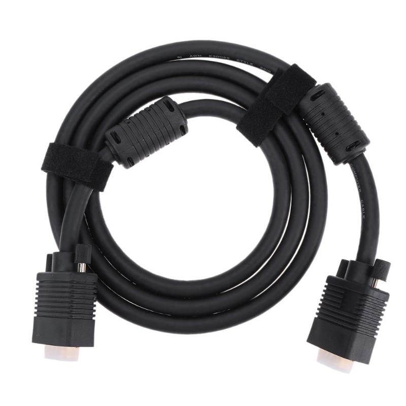 VGA Cable 3+9 Double Magnetic Ring Copper Foil Shielded HD Extension Cable for Computer Projector Monitor Laptop - ebowsos
