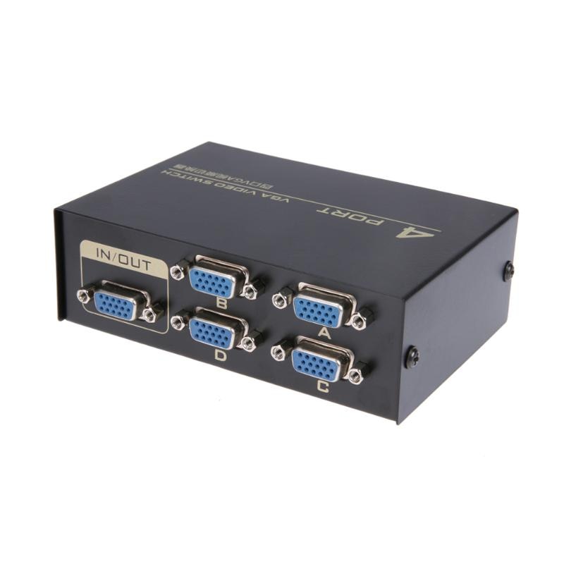 VGA Splitter 130MHz 1 to 4 Port Monitor Switch VGA Video Splitter Box Adapter USB Powered - ebowsos