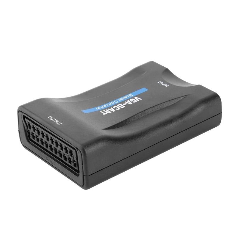VGA to SCART Video Audio Converter Adapter With Remote Control USB DC Power Cable and VGA Cables - ebowsos