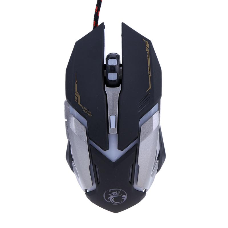 Wired Gaming Mouse 6 Buttons Mouse Gamer USB LED Optical Mouse Computer Mouse Cable Peripherals V6 for Laptop Desktop - ebowsos