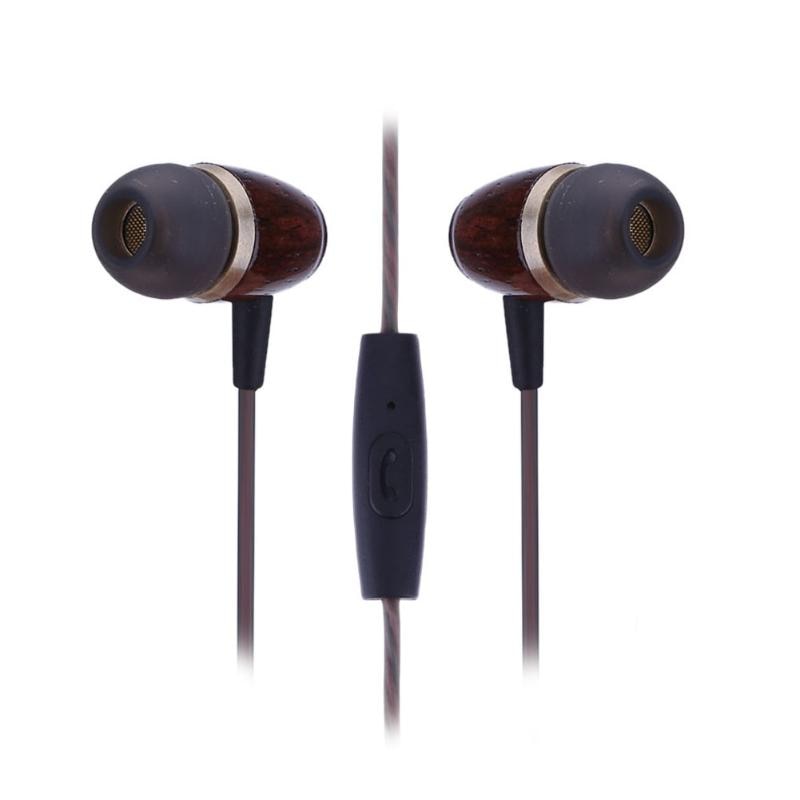 Wooden Earphone Stereo Auriculares Audifonos Retro Style Wood Texture Pattern Driver Coil Stereo In-Ear Earphone - ebowsos