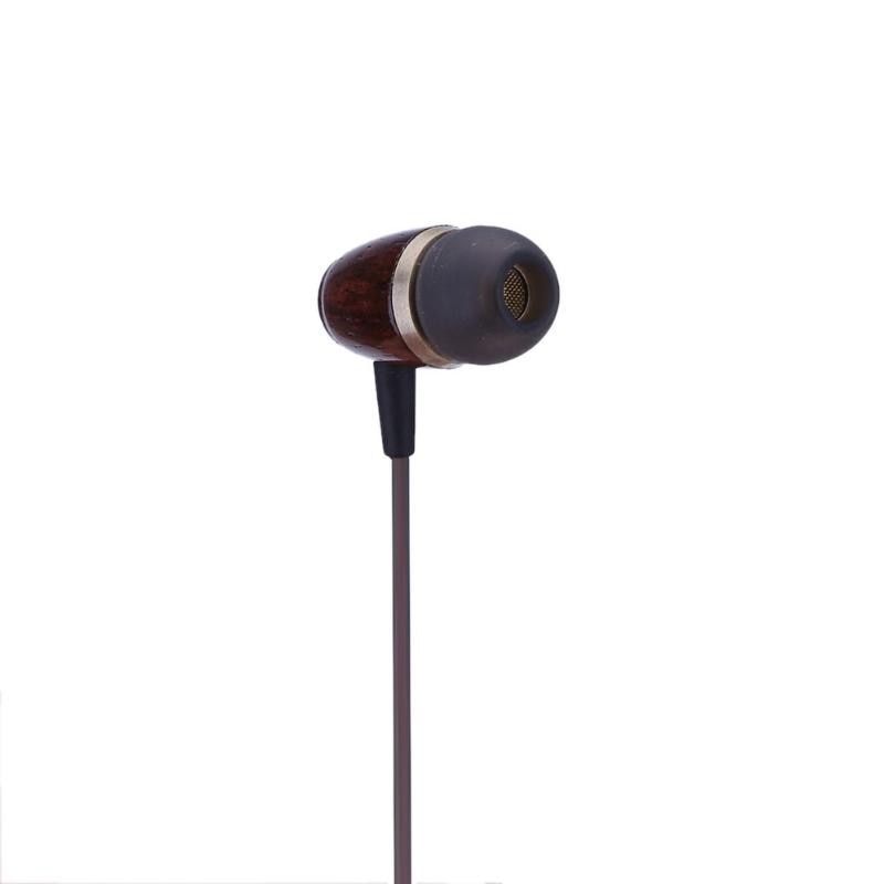 Wooden Earphone Stereo Auriculares Audifonos Retro Style Wood Texture Pattern Driver Coil Stereo In-Ear Earphone - ebowsos