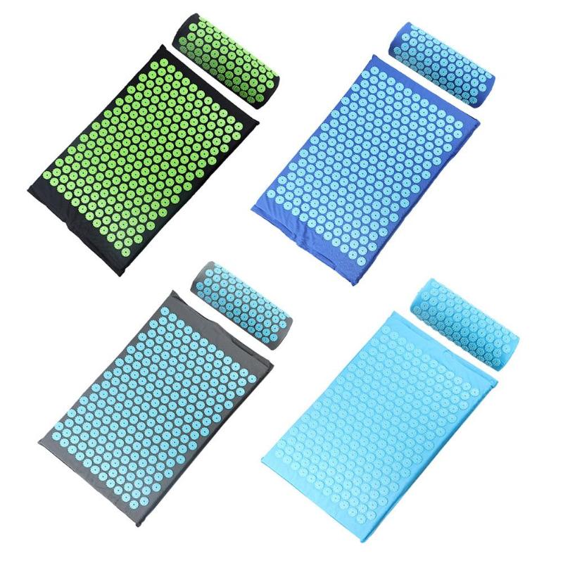 Acupressure Massager Mat Relaxation Relief Stress Tension Yoga Mat Relieve Back Body Pain Spike Cushion Stress Mat with Pillow-ebowsos