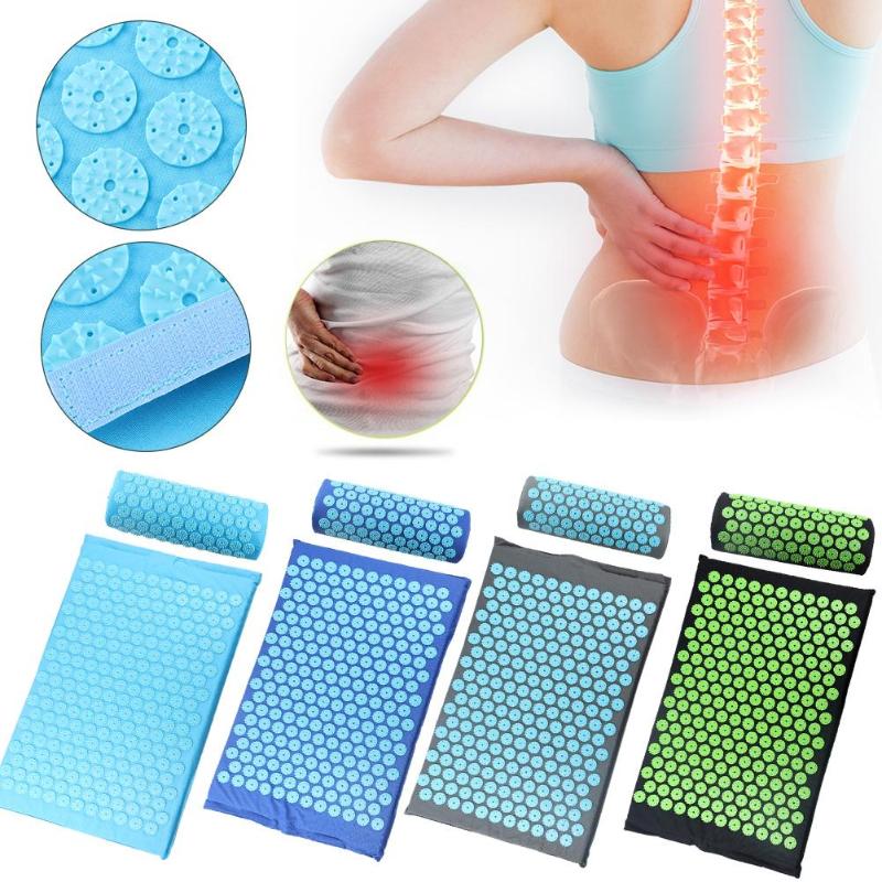 Acupressure Massager Mat Relaxation Relief Stress Tension Yoga Mat Relieve Back Body Pain Spike Cushion Stress Mat with Pillow-ebowsos