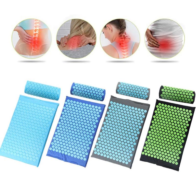 Acupressure Massager Mat Relaxation Relief Stress Tension Yoga Mat Relieve Back Body Pain Spike Cushion Stress Mat with Pillow-ebowsos