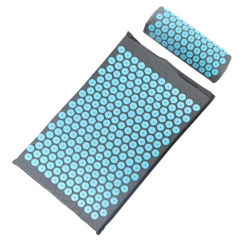 Acupressure Massager Mat Relaxation Relief Stress Tension Yoga Mat Relieve Back Body Pain Spike Cushion Stress Mat with Pillow-ebowsos