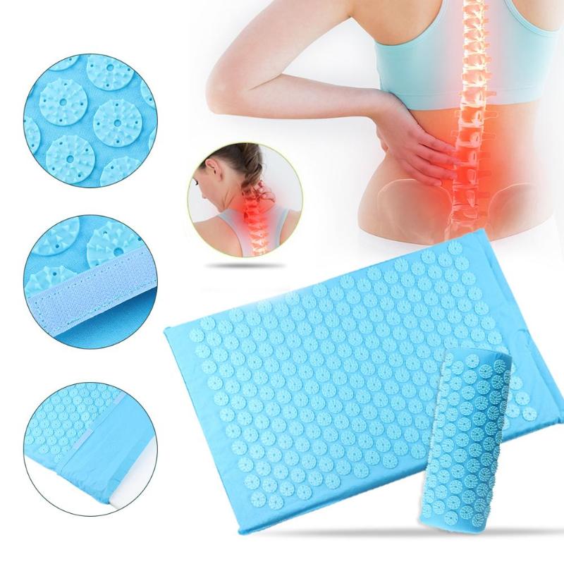 Acupressure Massager Mat Relaxation Relief Stress Tension Yoga Mat Relieve Back Body Pain Spike Cushion Stress Mat with Pillow-ebowsos