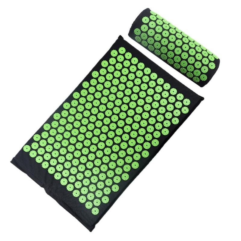 Acupressure Massager Mat Relaxation Relief Stress Tension Yoga Mat Relieve Back Body Pain Spike Cushion Stress Mat with Pillow-ebowsos