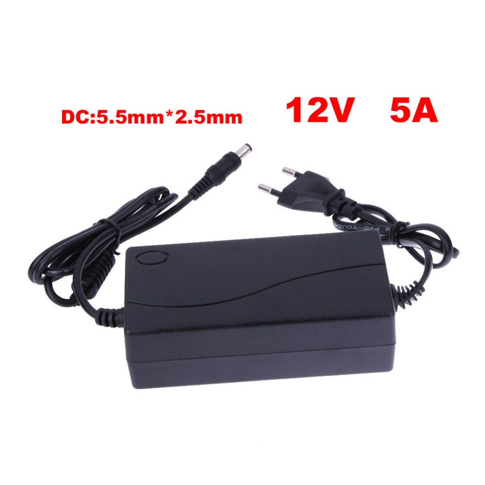 Adapter Charger AC 100-240V Converter Adapter DC 5.5 x 2.5MM 12V 5A 5000mA Charger EU Plug Universal Power Supply Adapter - ebowsos