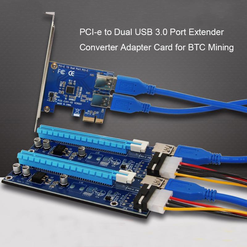Add On Cards For BTC Mining Riser Adapter Card PCI-E to Dual USB 3.0 ...