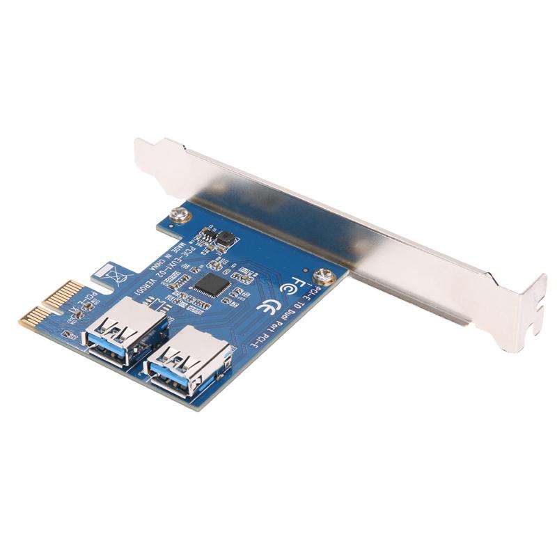 Add On Cards For BTC Mining Riser Adapter Card PCI-E to Dual USB 3.0 Port Extender Converter Adapter Card for BTC Mining - ebowsos
