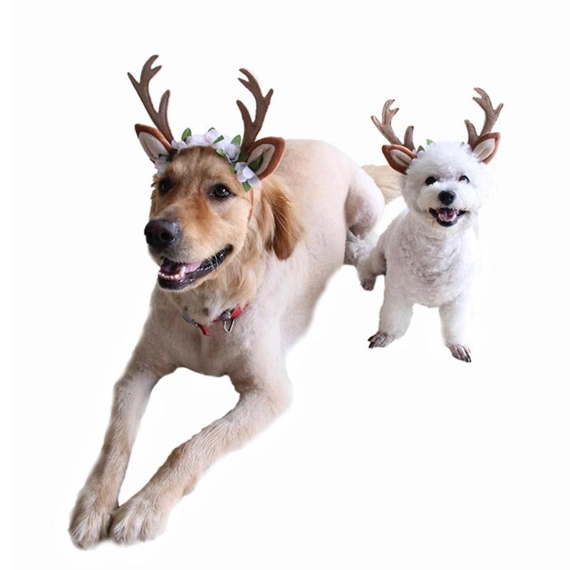 Adjustable Polyester Antler Hair Band Cute Dog Cat Headwear Christmas Decor - ebowsos