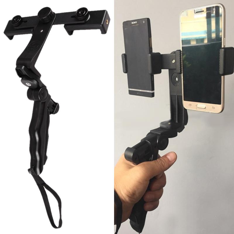 Adjustbale Mobile Phone Selfie Sticks Live Streaming Holder Stand Tripod w Two Phone Holders Projector Gopro Video Camera Stand - ebowsos