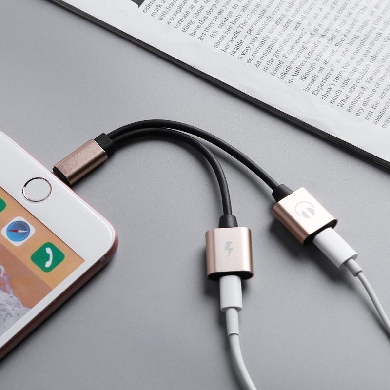 Charging + Audio 2 in 1 Adapter For iPhone 7 Charging Adapter For iPhone 8 7 Plus X Charger Converter Headphone Adapter - ebowsos