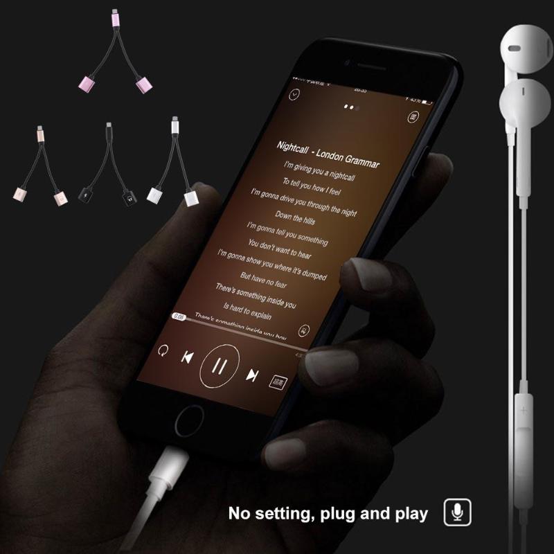 Charging + Audio 2 in 1 Adapter For iPhone 7 Charging Adapter For iPhone 8 7 Plus X Charger Converter Headphone Adapter - ebowsos