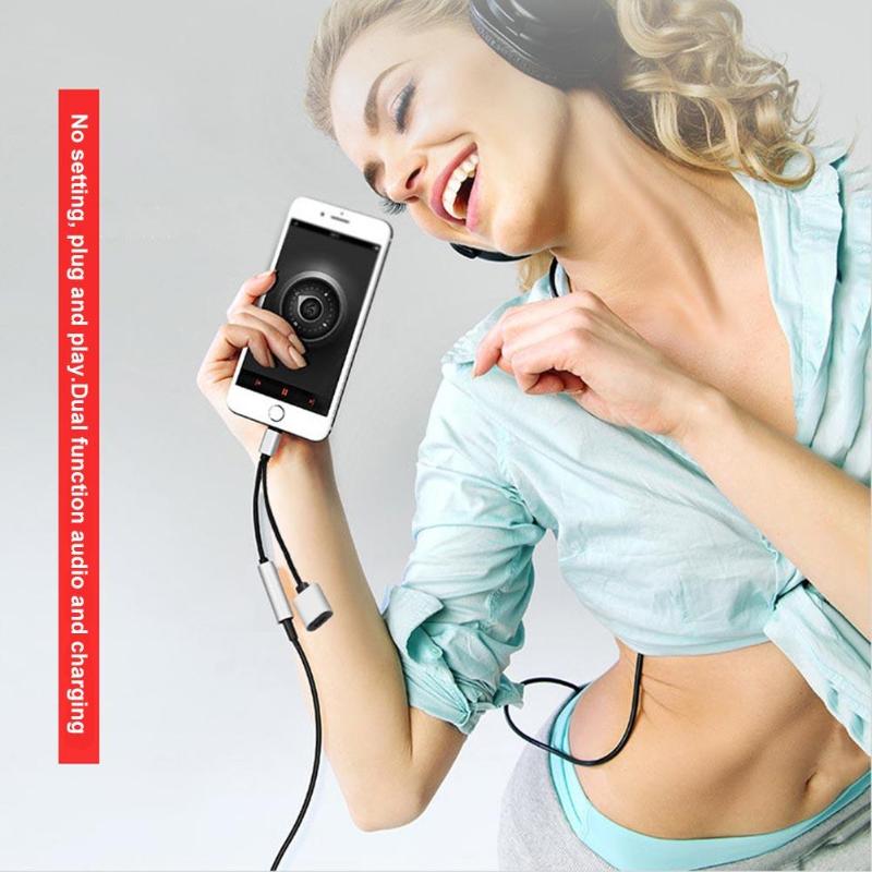 Charging + Audio 2 in 1 Adapter For iPhone 7 Charging Adapter For iPhone 8 7 Plus X Charger Converter Headphone Adapter - ebowsos