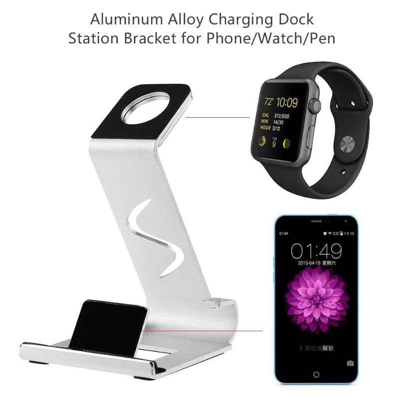 Universal Aluminum Alloy Mobile Phone Holder For iPhone Samsung For Apple Watch Holder Stand Charging Dock Desk Holder - ebowsos