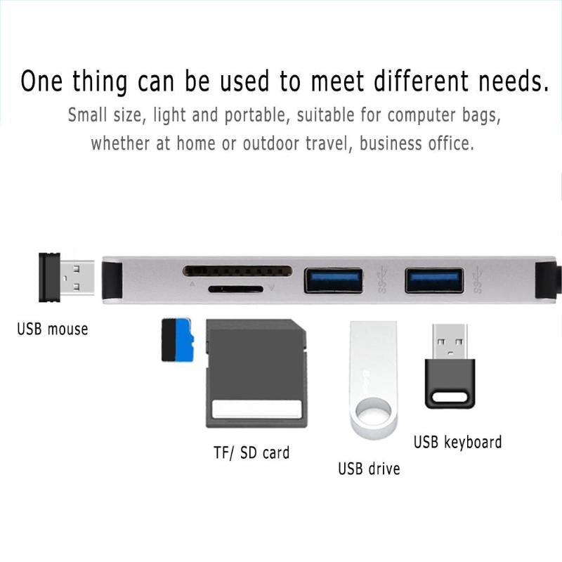 Aluminium Alloy USB Type-C Hub Type-C to 3 Ports USB 3.0 SD/TF Card Reader Adapter Cable for Mac Windows Laptop High Quality - ebowsos