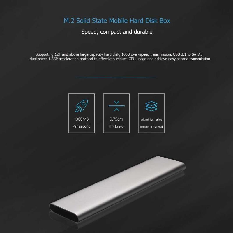 Aluminium Alloy USB3.1 Type-C to M.2 NGFF SSD 10Gbps High Speed Hard Disk Box External Enclosure Hard Drive High Quality - ebowsos