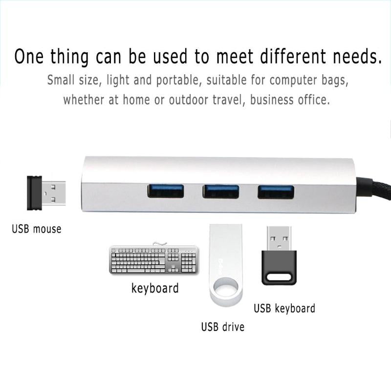Aluminum Alloy 4-Ports Type-C to USB 3.0 Hub 5Gbps High Speed Adapter Splitter Cable for PC Laptop Computer Notebook Promotion - ebowsos