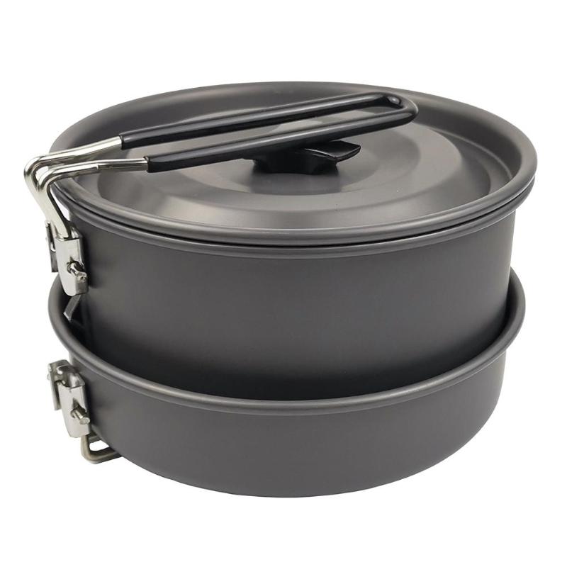 Aluminum Alloy Collapsible Cookware Portable Small Pot Cauldron Frying Pan for Outdoor Picnic Camping Hiking Cooking Tools-ebowsos