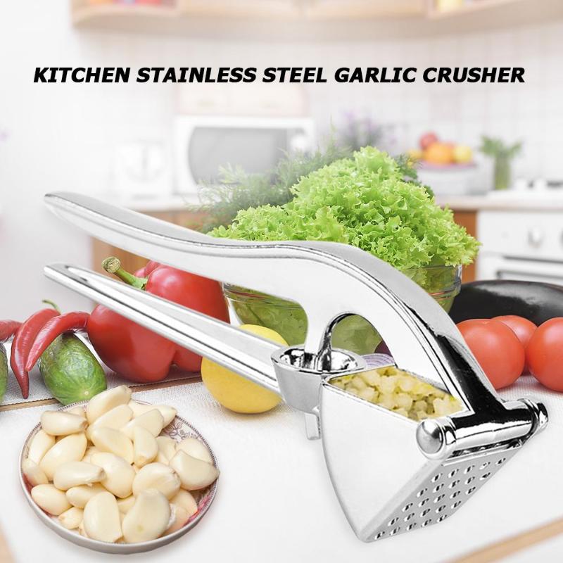 Aluminum Alloy Garlic Presser Manual Vegetable Ginger Squeezer Kitchen Tool Cooking Gadgets with Ergonomic Handle - ebowsos