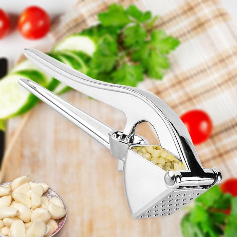 Aluminum Alloy Garlic Presser Manual Vegetable Ginger Squeezer Kitchen Tool Cooking Gadgets with Ergonomic Handle - ebowsos