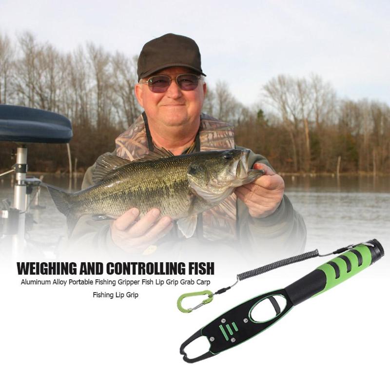 Aluminum Alloy Green Fish Controller TPR Anti-skid Handle Lip Grip with Weight Scale Fishing Tackle Creative and Unique Projects-ebowsos