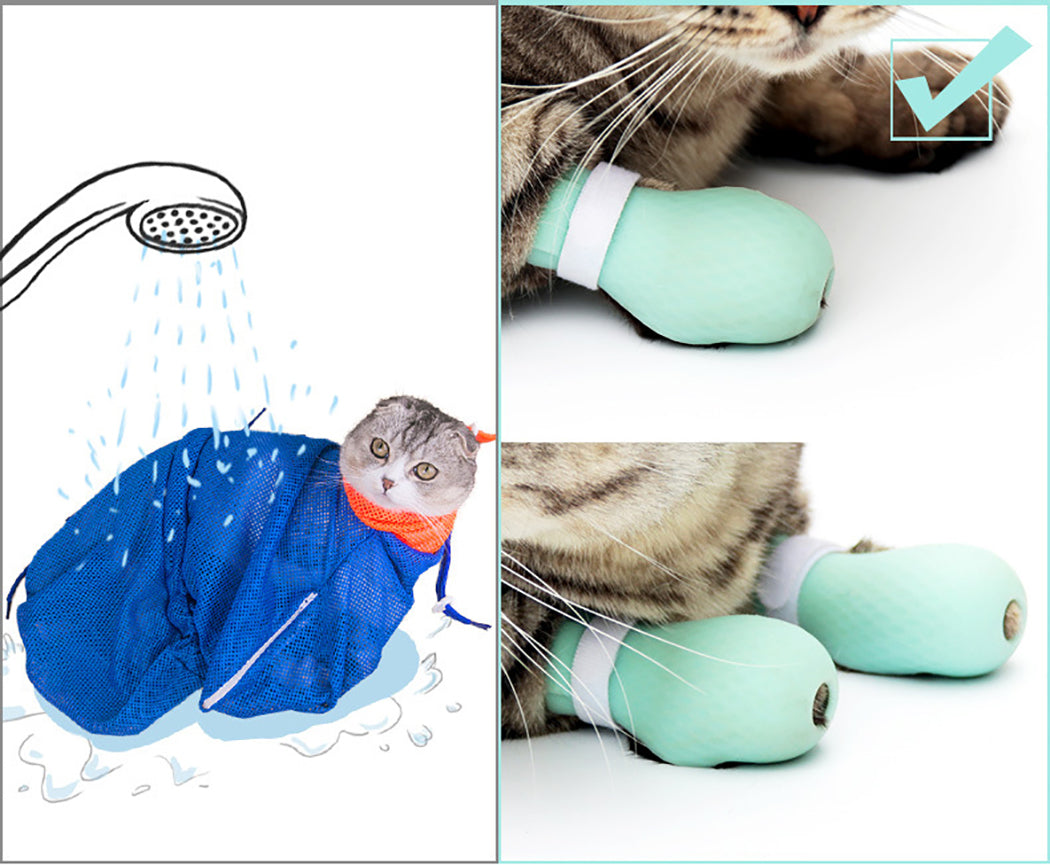 Anti-Biting Bath Washing Cat Claw Cover Cut Nails Foot Cover Paw Protector For Anti-Scratch Cat Shoes Boots Cat Paw Cover-ebowsos