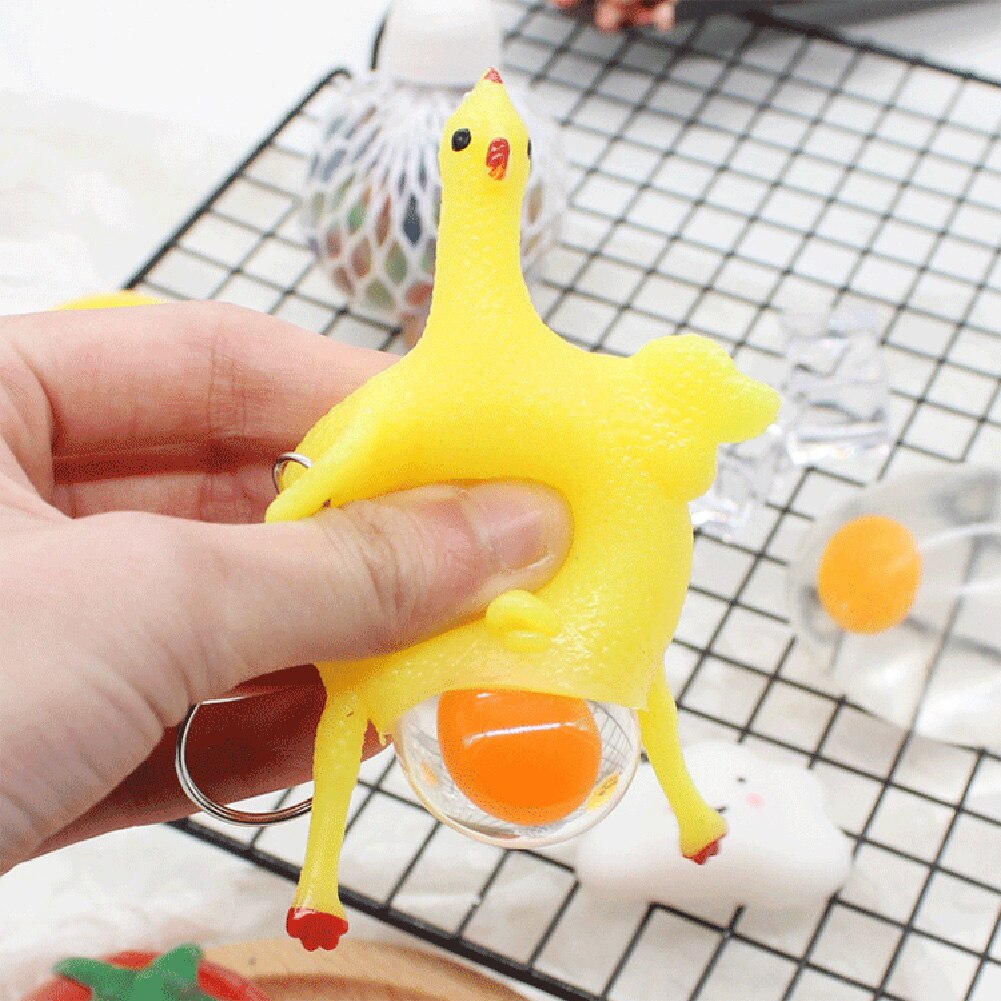 Anti Stress Squeeze Chicken Egg Laying Chickens Novelty & Gag Toys Party Prank Joke Toys Decompression Fun Squeeze Toys-ebowsos