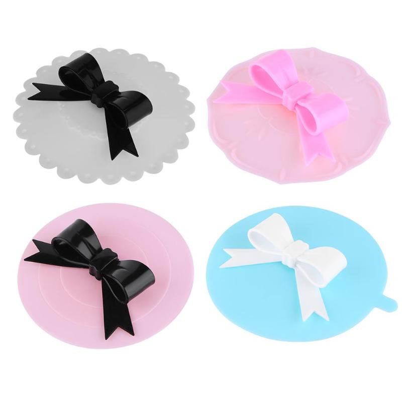 Anti-dust Leakproof Reusable Bowknot Silicone Tea Coffee Cup Lid Seal Cover D4X1 - ebowsos
