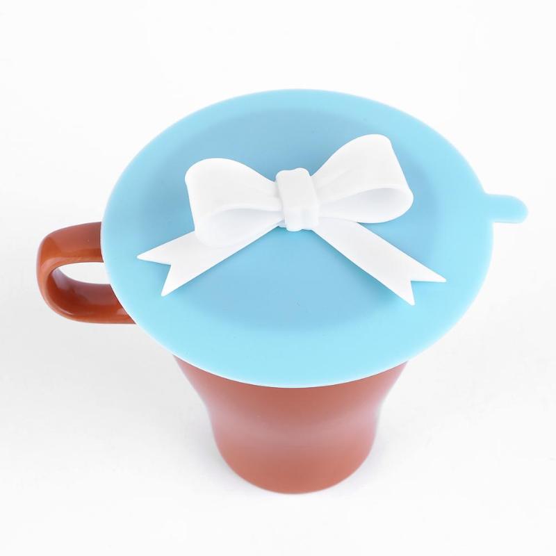 Anti-dust Leakproof Reusable Bowknot Silicone Tea Coffee Cup Lid Seal Cover D4X1 - ebowsos