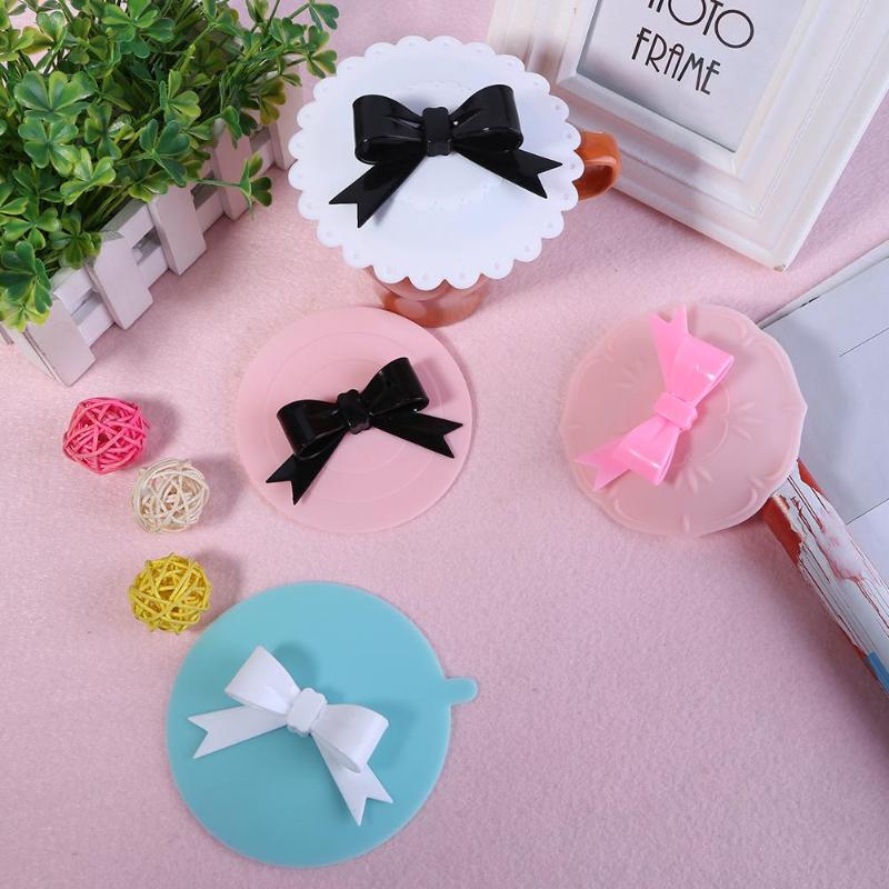 Anti-dust Leakproof Reusable Bowknot Silicone Tea Coffee Cup Lid Seal Cover D4X1 - ebowsos