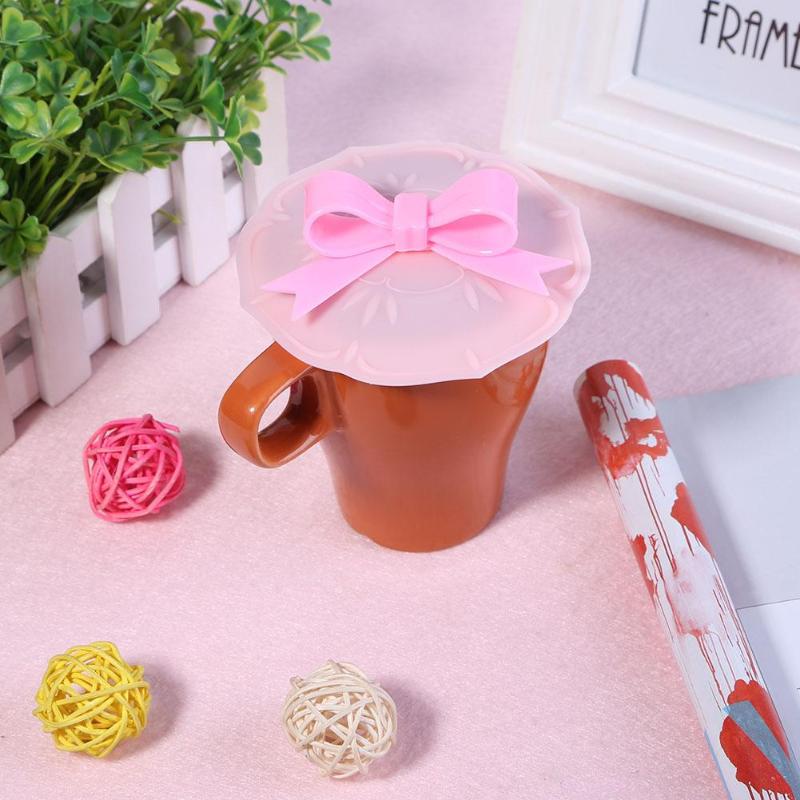 Anti-dust Leakproof Reusable Bowknot Silicone Tea Coffee Cup Lid Seal Cover D4X1 - ebowsos